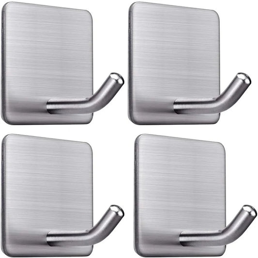 No-Drill Stainless Steel Towel Hooks (4 Pack)